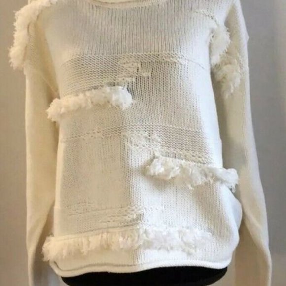 NEW Plenty by Tracy Reese Knit Sweater Fringe CLIPPED PULLOVER M - Picture 7 of 7